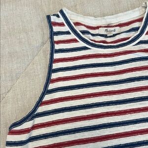 Madewell Striped Sleeveless Crop Tank Top in Red, Navy & White